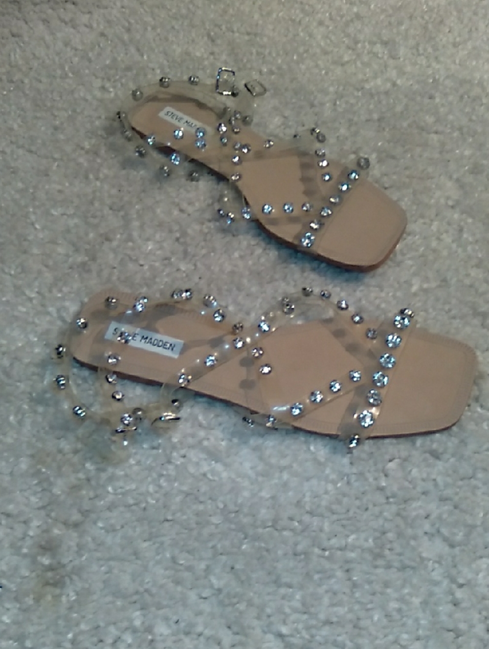 STEVE MADDEN JOLI Rhinestone PVC Sandals  Size 11 - Picture 3 of 16